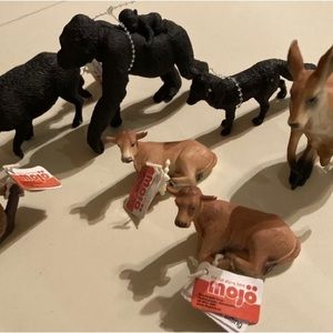 MOJO Animal Figures Lot 7 Kangaroo Sloth Cows Gorilla Boar Collectors LOOK!